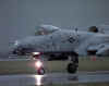 An Air Force A-10 Thunderbolt II taxis through the rain at Aviano Air Base, Italy, before taking off on a mission against targets in the Federal Republic of Yugoslavia on April 7, 1999, during NATO Operation Allied Force. DoD photo.