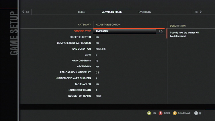 Forza Motorsport 4 - Game Setup Screen 2