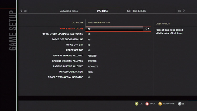 Forza Motorsport 4 - Game Setup Screen 3