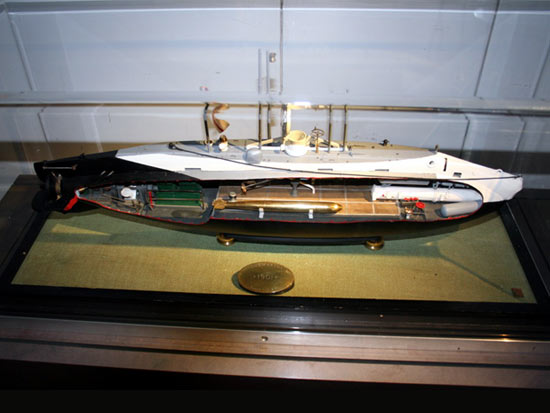 Model of the Holland I, displayed in a room next to the real deal.