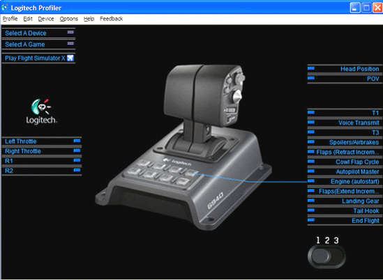 Graphically driven Logitech Profiler Software for each of the three main components.