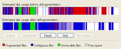 WinXPs defragger -- Look at all that color!