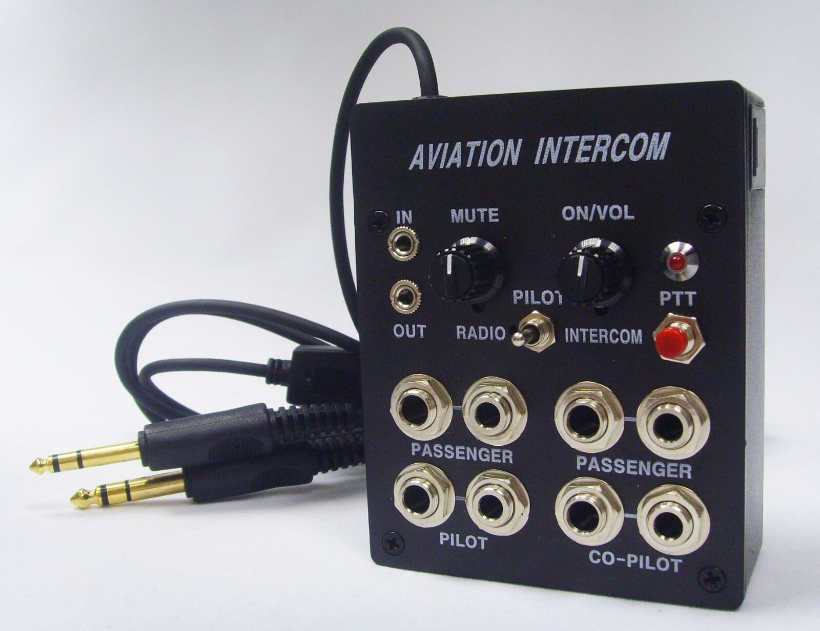 4 User Aviation Pilots Aircraft Intercom (Calls/Music) with PTT Button