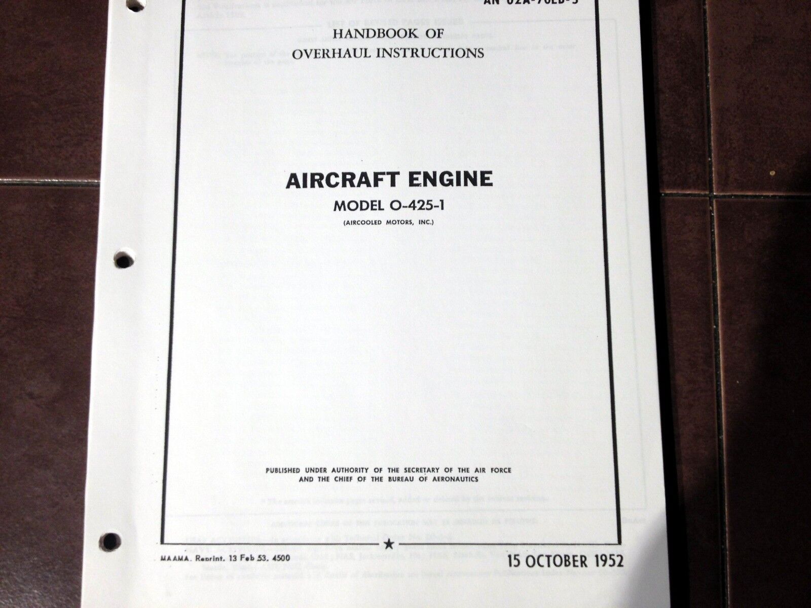 Franklin Aircooled Motors Inc O-425-1 Helicopter Engine Overhaul Manual