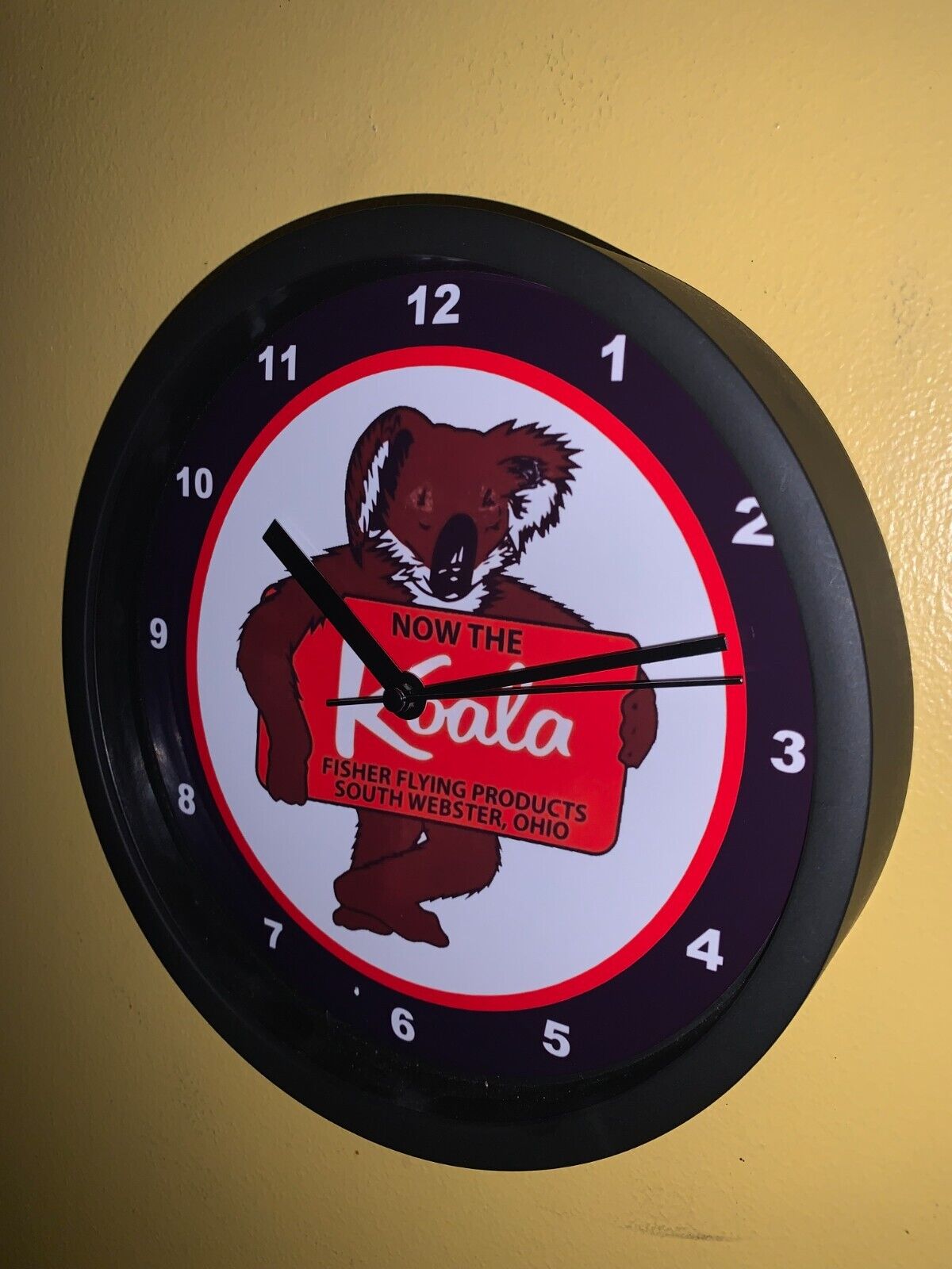 Fisher Koala Airplane Aircraft Pilot Garage Man Cave Bar Clock Advertising Sign