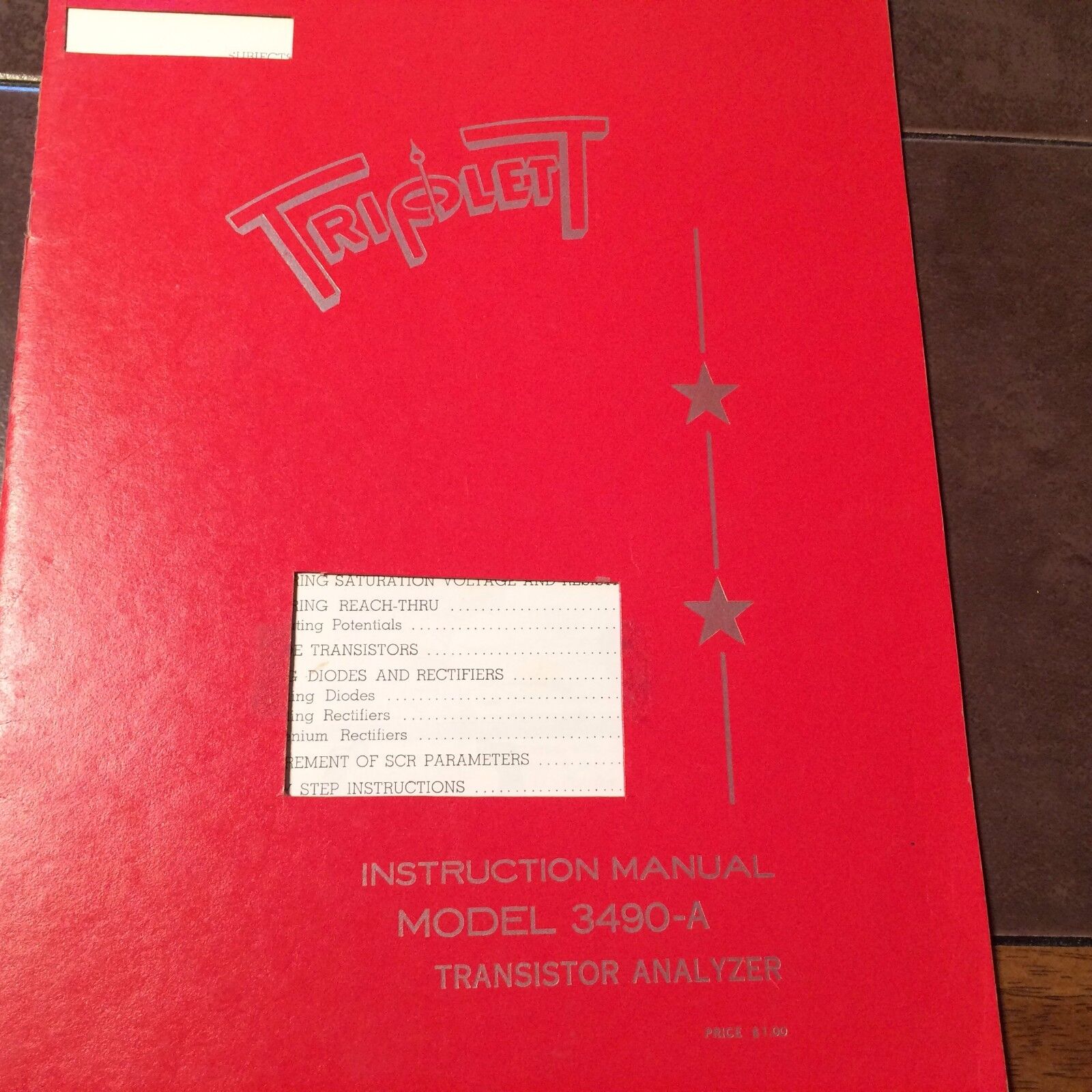 Triplett Model 3490A Transistor Analyzer Operating Service & Parts Manual