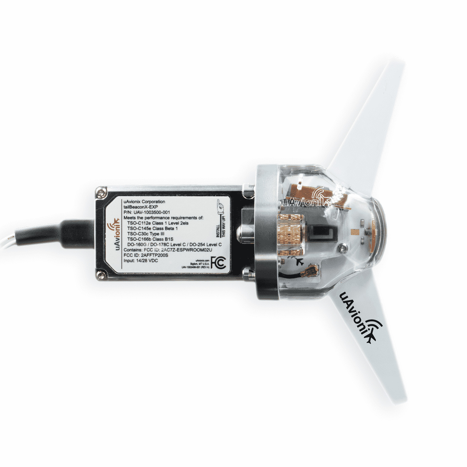 TailBeacon X, TSO, Certified, Mode S ADS-B Transponder, SBAS GPS, LED Nav Light