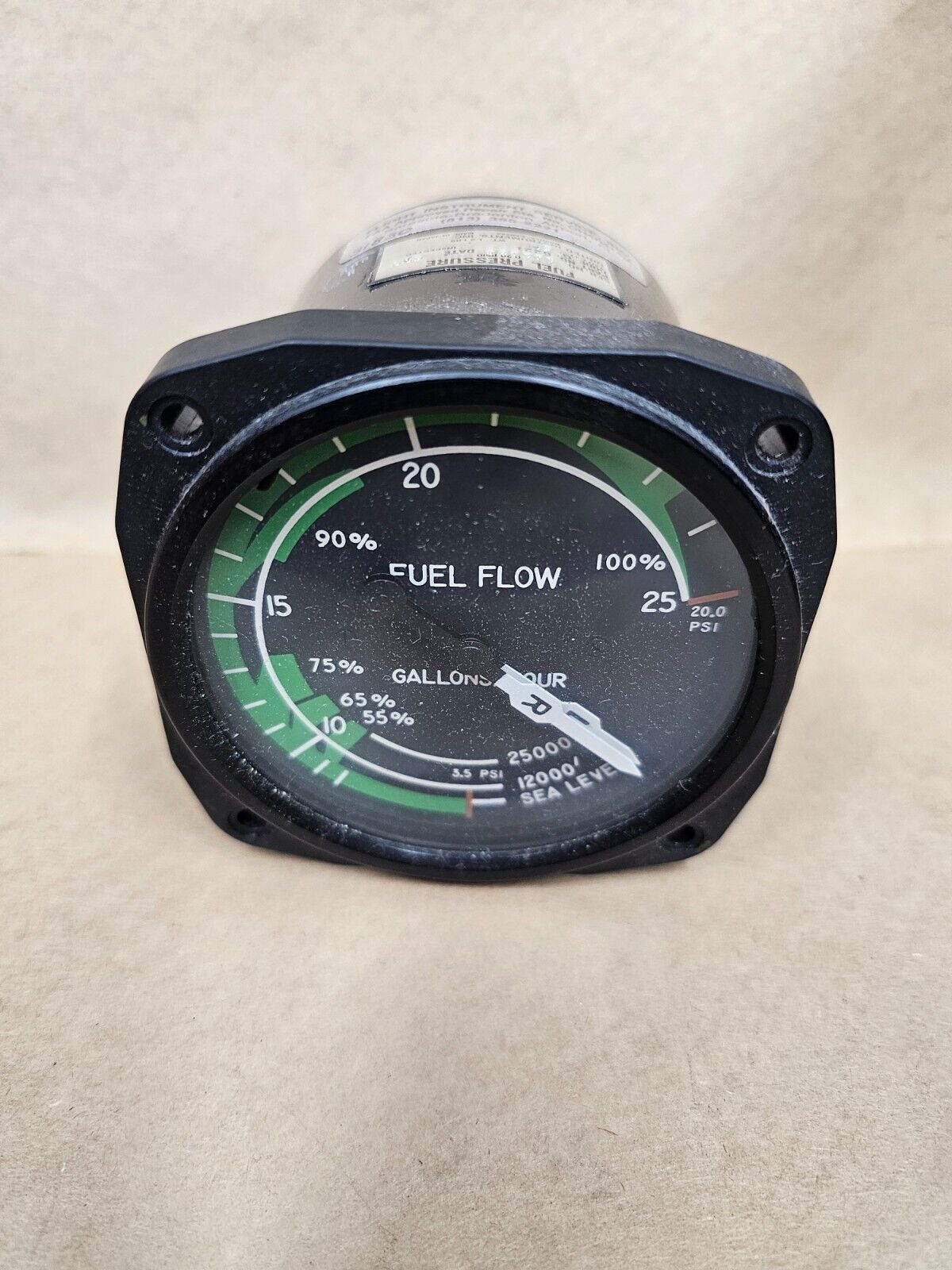 Indicator Assembly Fuel Flow Pressure 6221 United Instrument 548-007 Piper Gauge