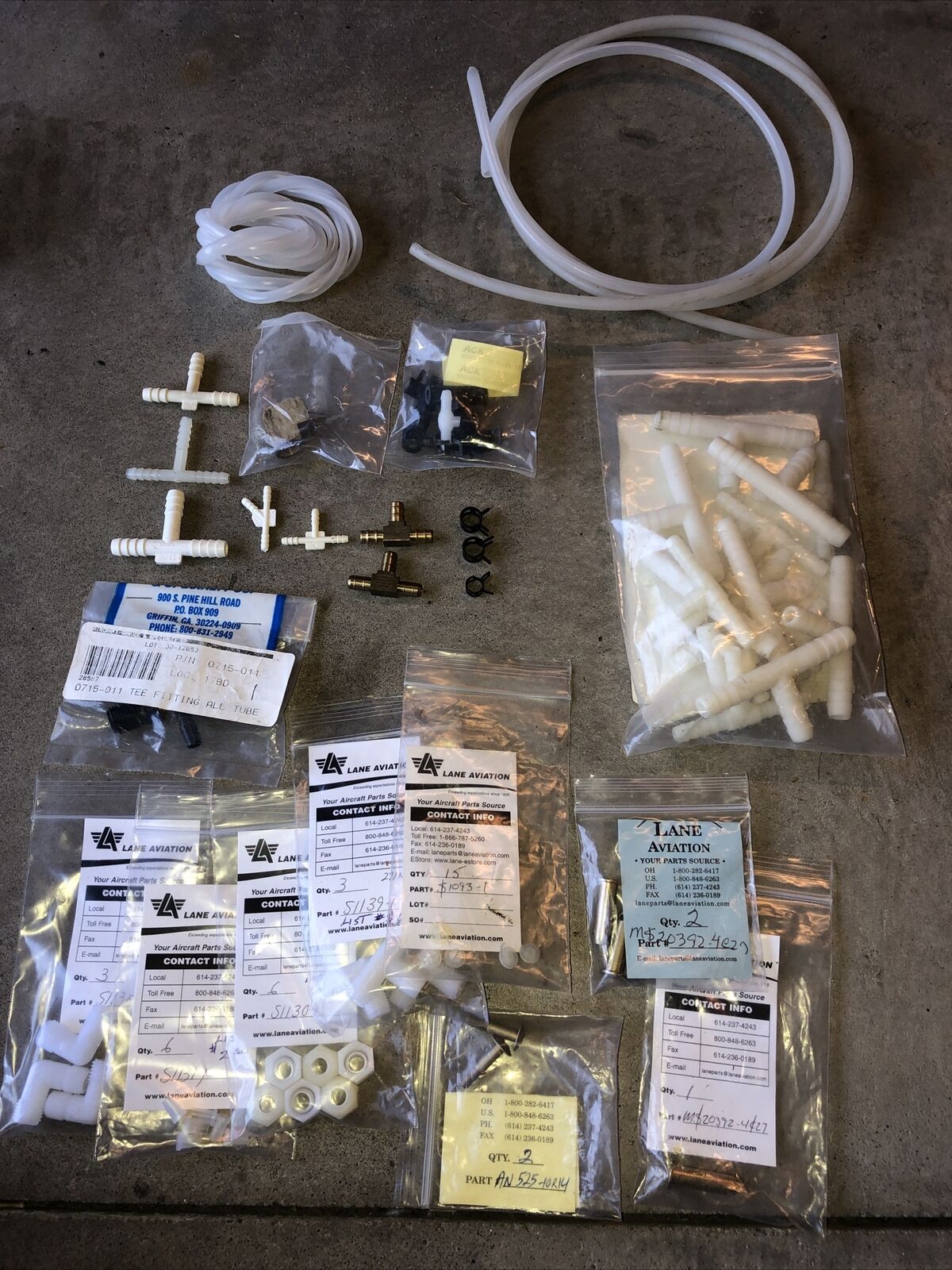 Lot of Aviation Parts Vacuum Line Fittings, Clevis Pins, Brass Fittings, etc.