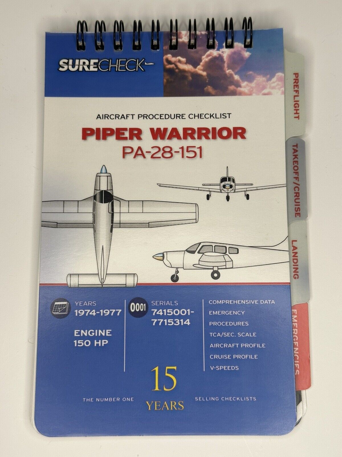 1974-1977 Piper Warrior PA-28-151 Checklist, spiral bound, new