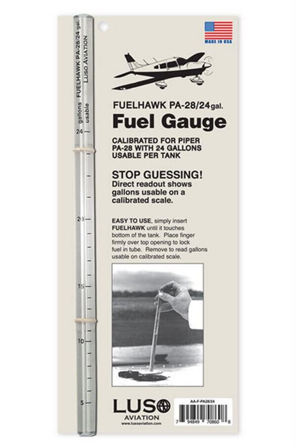 Fuelhawk PA-28 24 Gallon Fuel Gauge Calibrated For Usable Per Tank