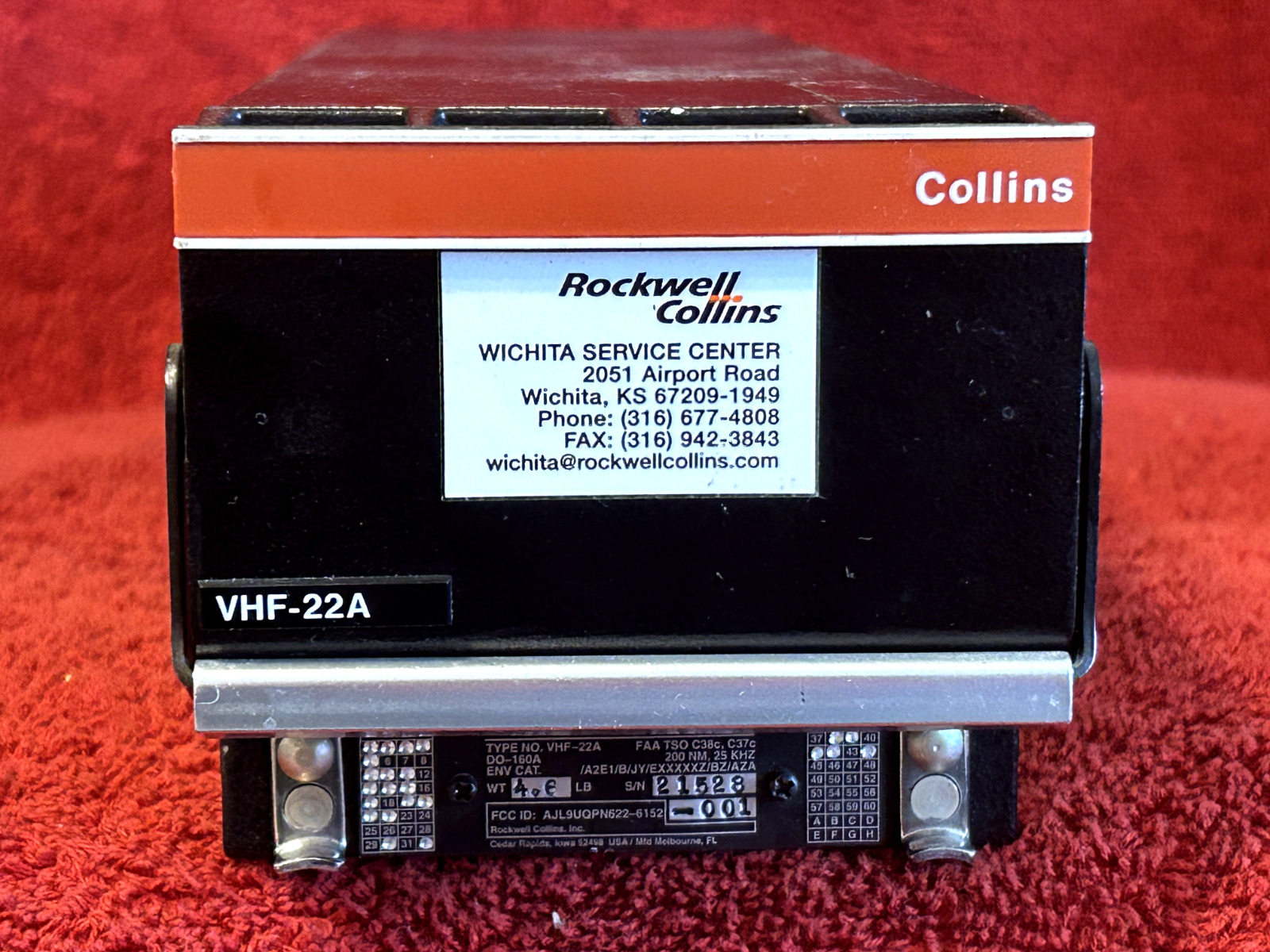 ROCKWELL/COLLINS VHF 22A VHF COM TRANSCEIVER P/N 622-6152-001