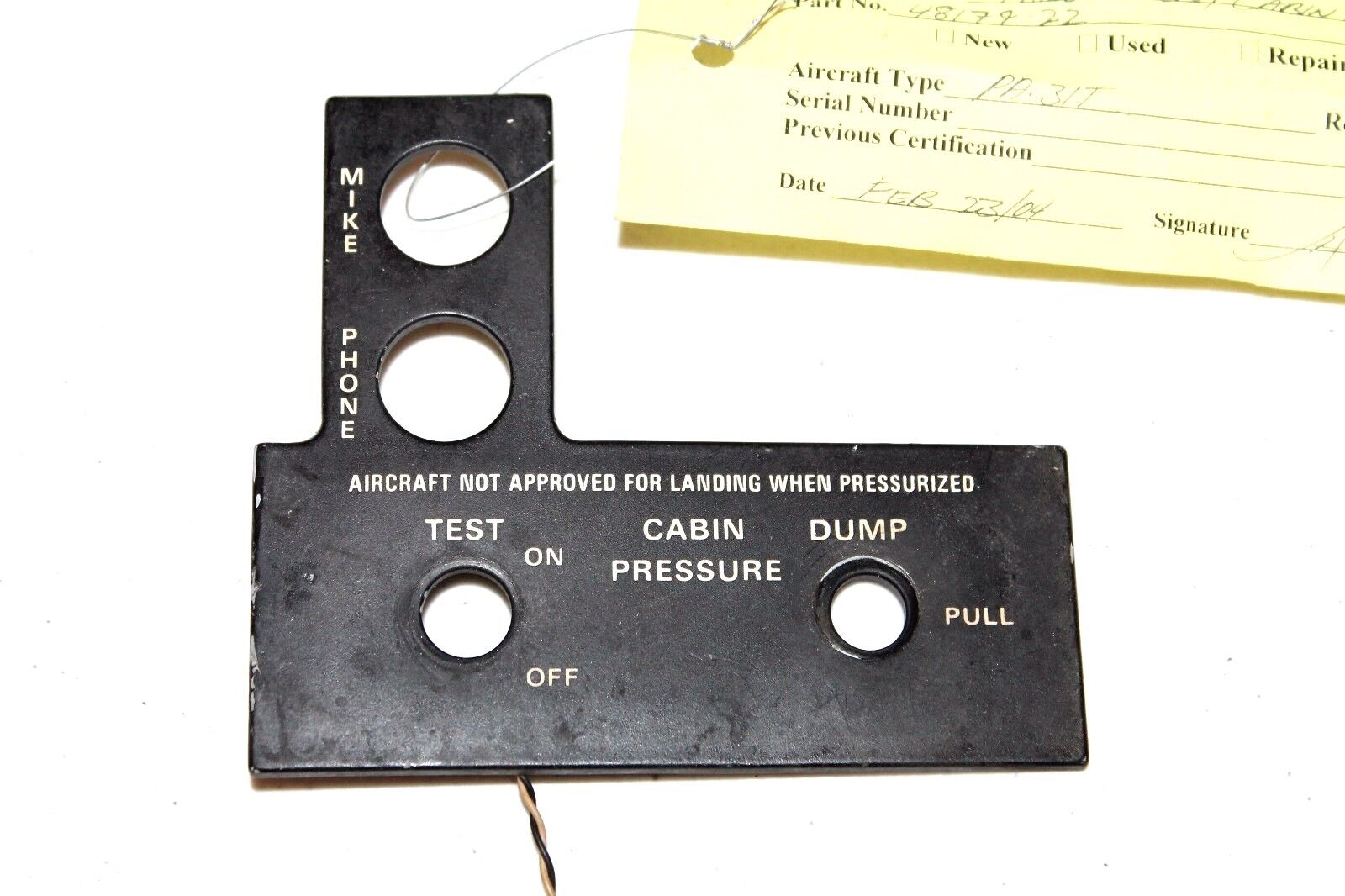 Piper Navajo Circuit Breaker Panel - cabin pressure