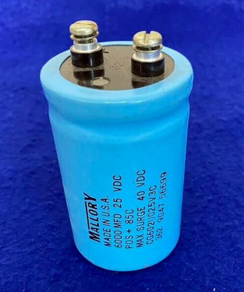 P/N 362-9047-56699 25 Volt DC 6000 MFD Mallory Capacitor