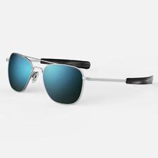 New in Box Randolph Aviator 55mm Matte Chrome Polarized Cobalt Lens  Sunglasses picture