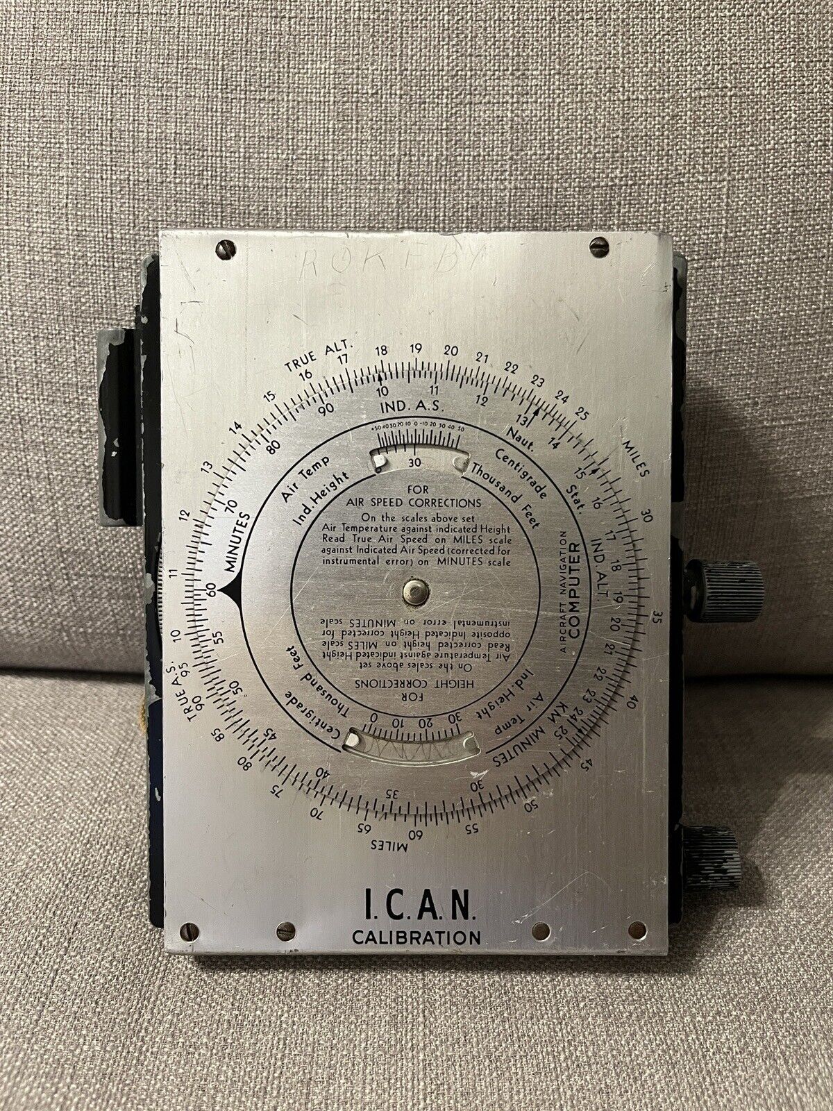 Vintage ICAN Calibration Dalton Dead Reckoning Pilot Navigation Computer RCAF