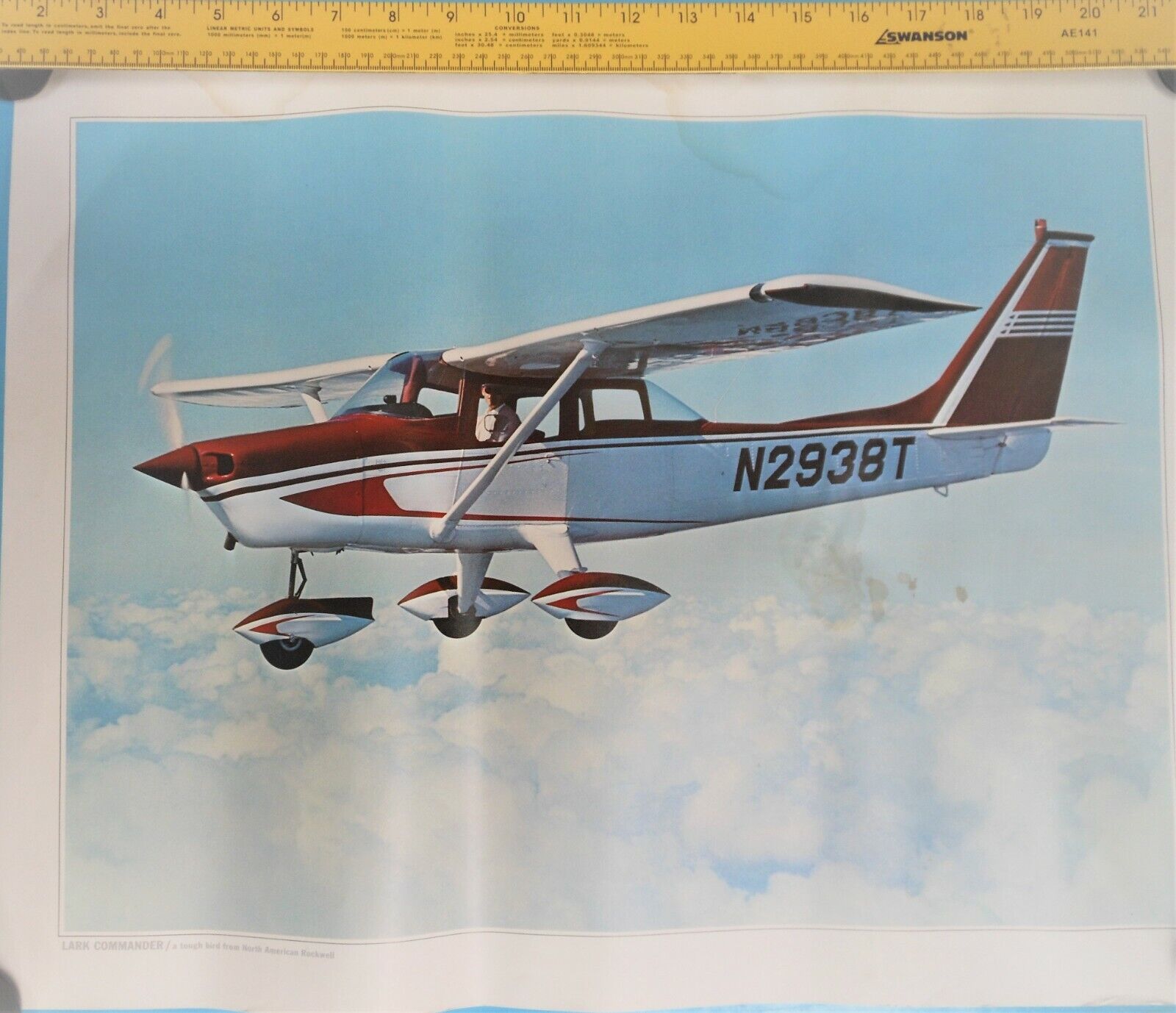 North American Rockwell Aero Commander Tough Bird Lark Flying Aircraft Poster