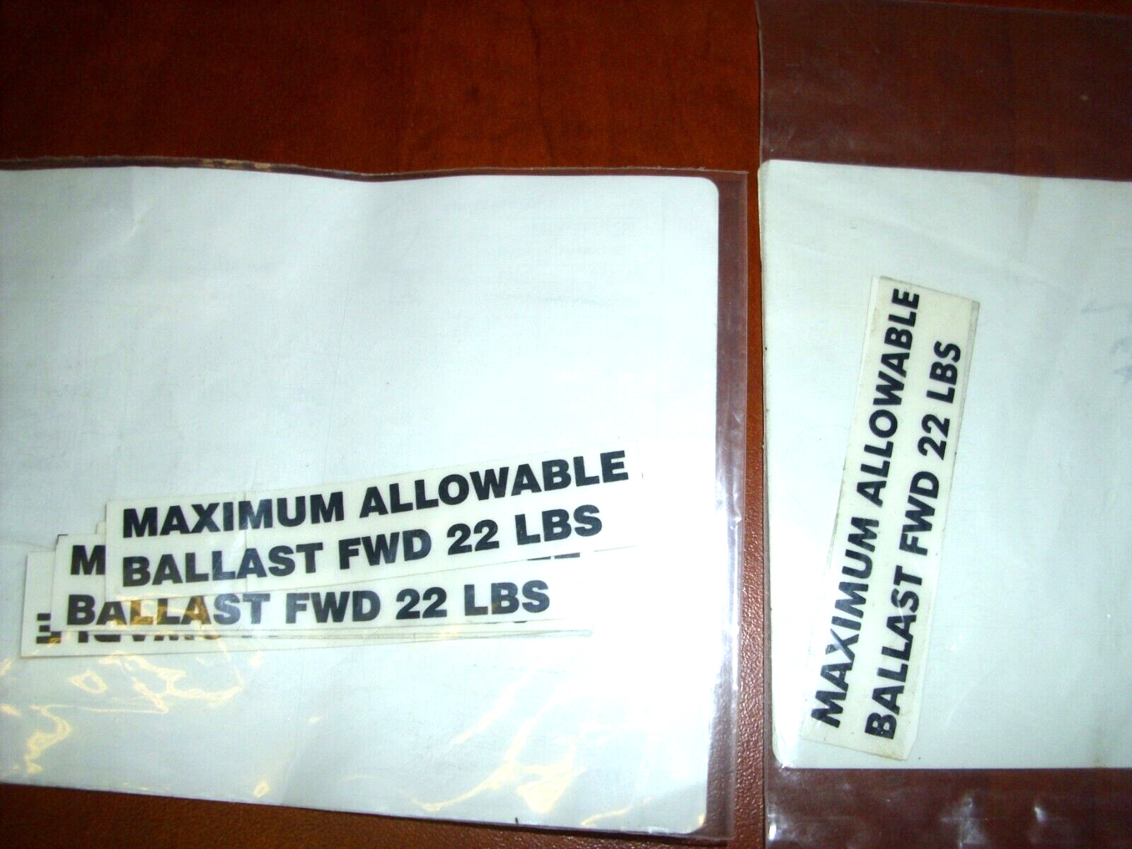 Bell 206 Helicopter Decal, Max Allowable Ballast 22 Pounds 31-043-10EHP