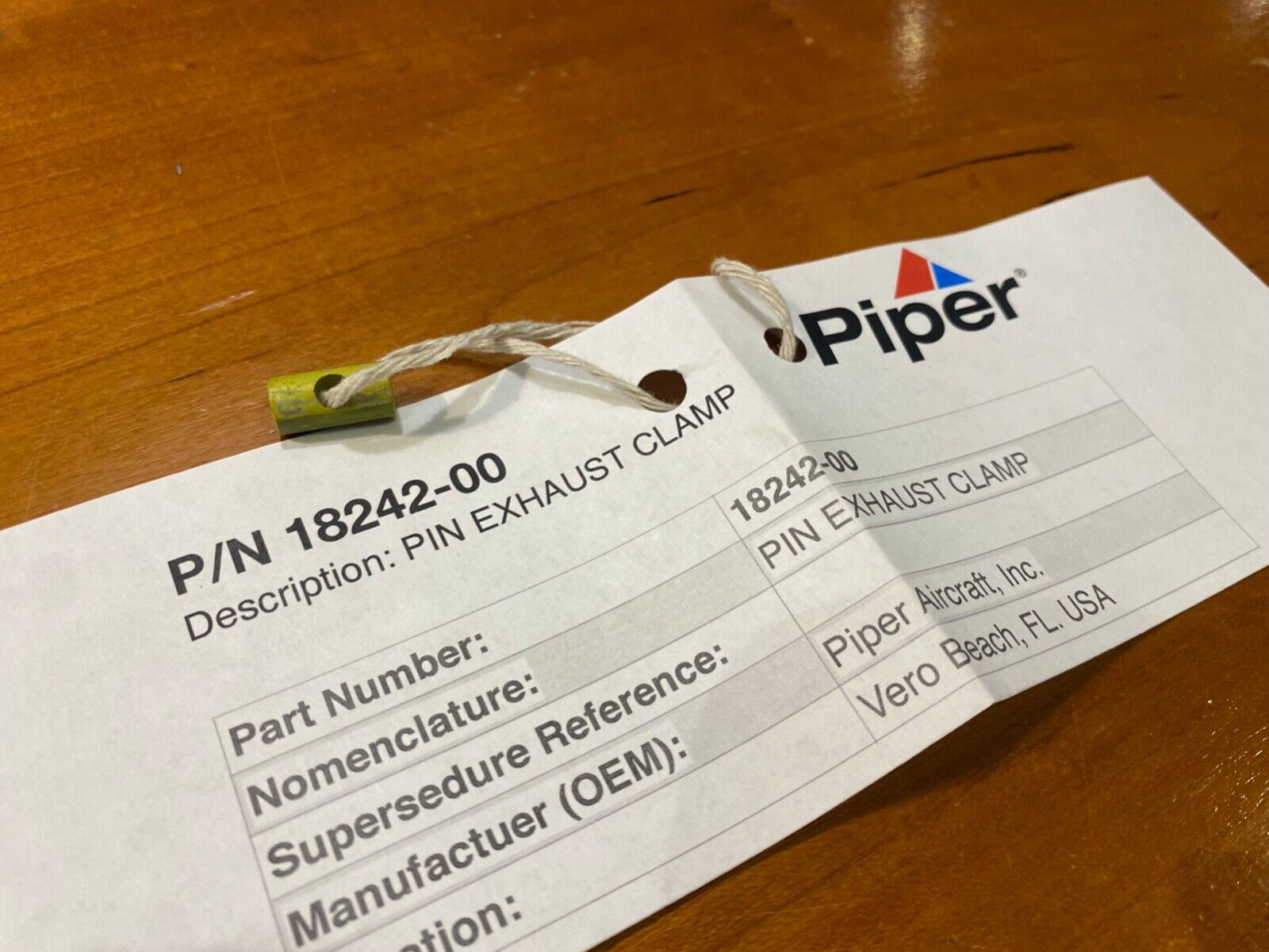 Brand New Genuine Piper Exhaust Clamp Pin, PN 18242-00 18242-000