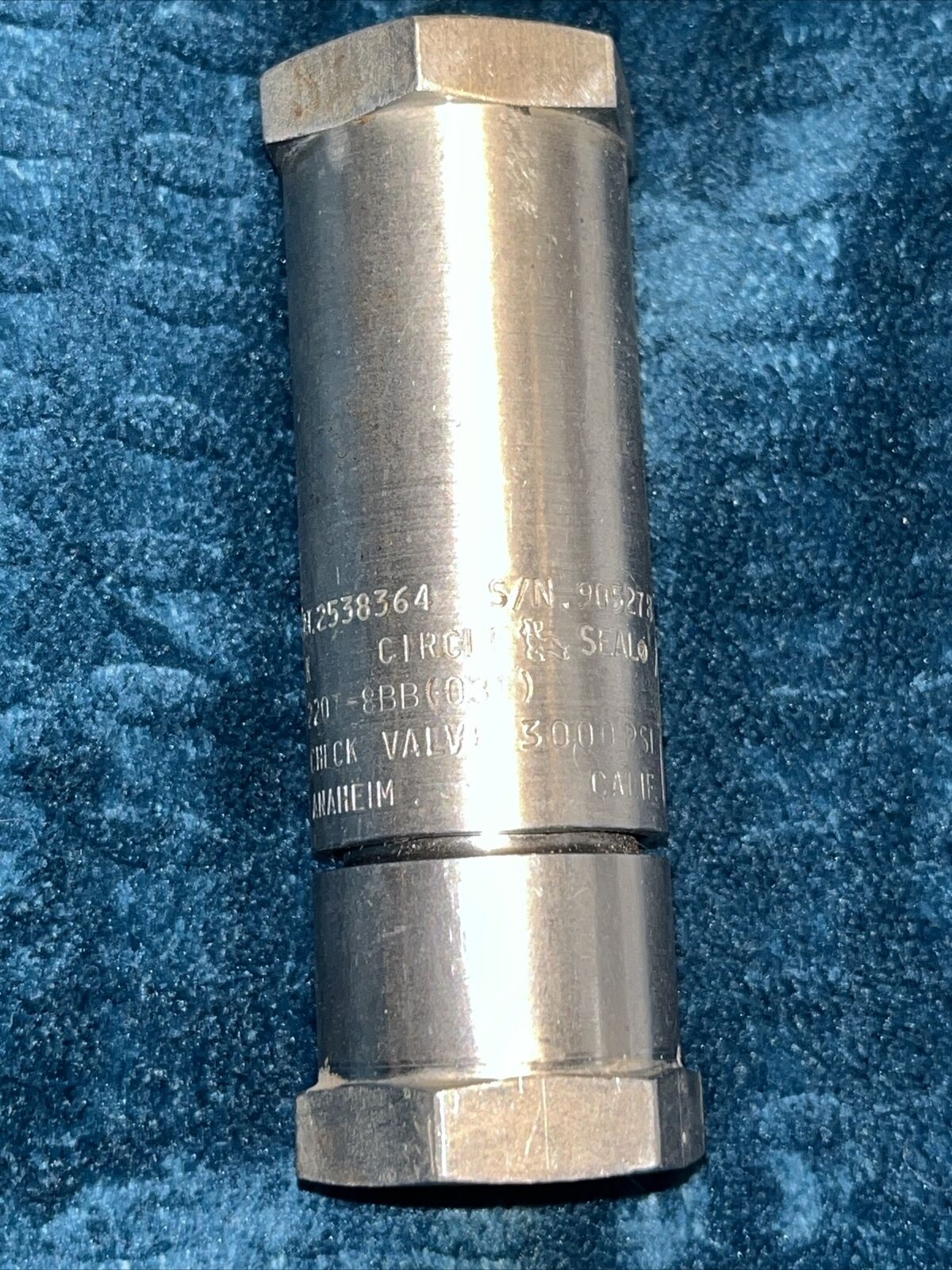 Circle Seal Check Valve 22OT-88B ( 031 ) 3000 PSI STAINLESS STEEL AIRCRAFT 