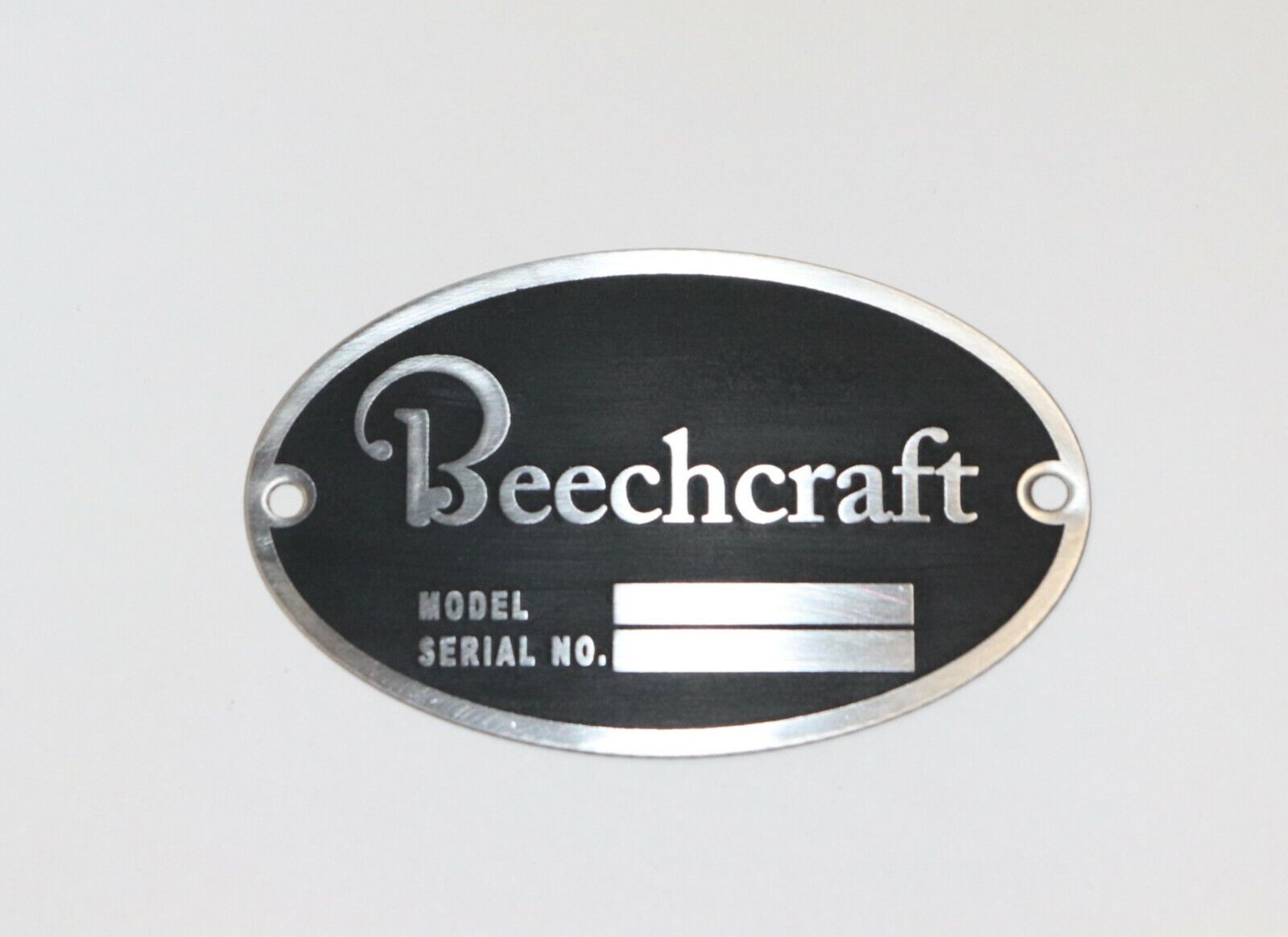 Classic Beechcraft Identification Data Plate, Etched Stainless Steel