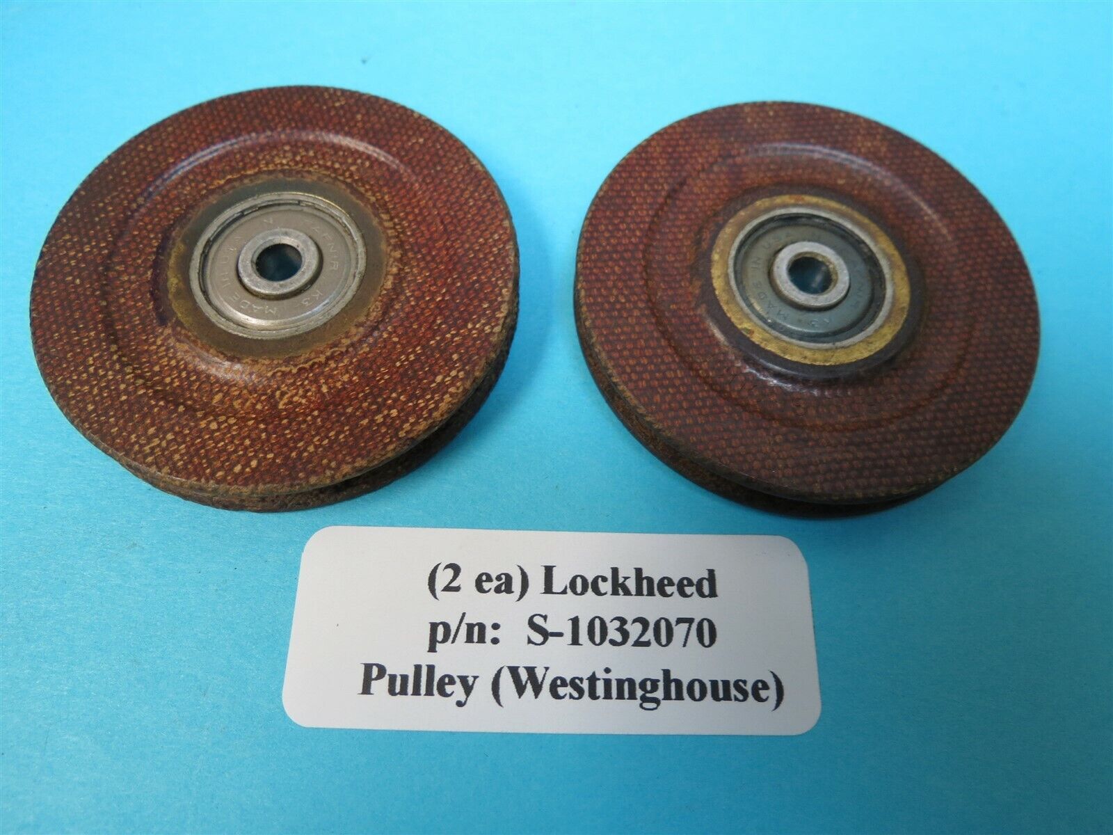 Vintage Lockheed Aircraft Formica Phenolic Cable Pulleys Like AN210 (2ea)