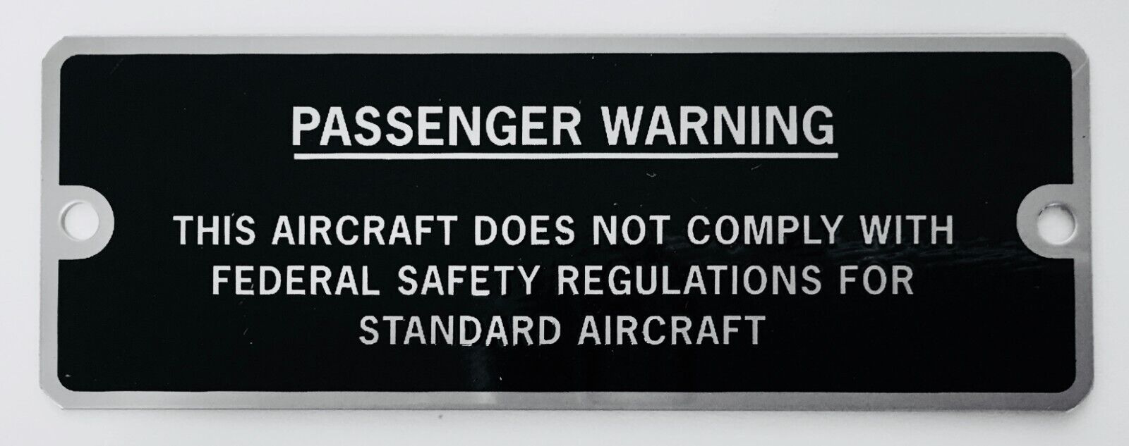Amateur-Built Passenger Warning Experimental Aircraft Placard, Airplane PLA-0110