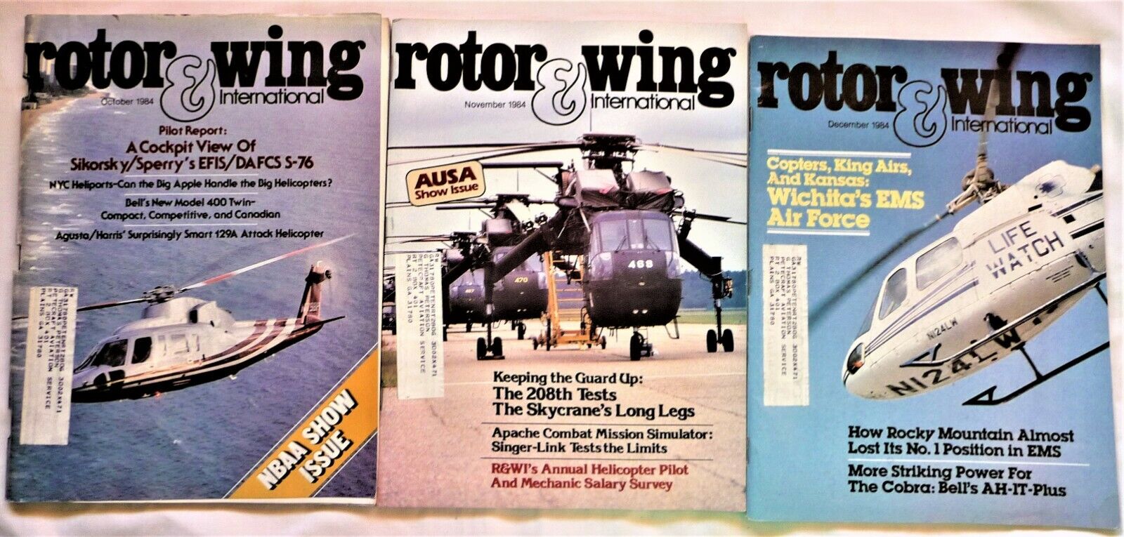 1984 Rotor Wing 3-Magazines Sikorsky Agusta Bell Cobra Apache Combat Helicopter 