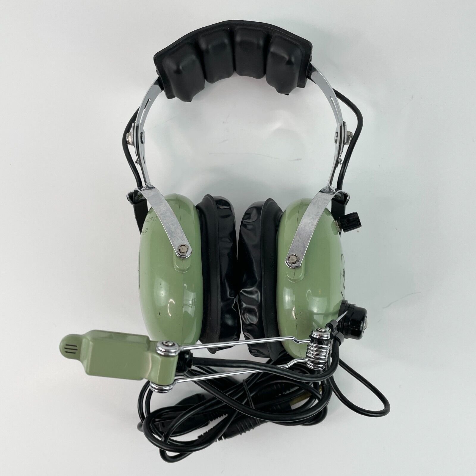 Vintage David Clark H10-40 Aviation Pilots Headset Headphones Dual Plug Green M4