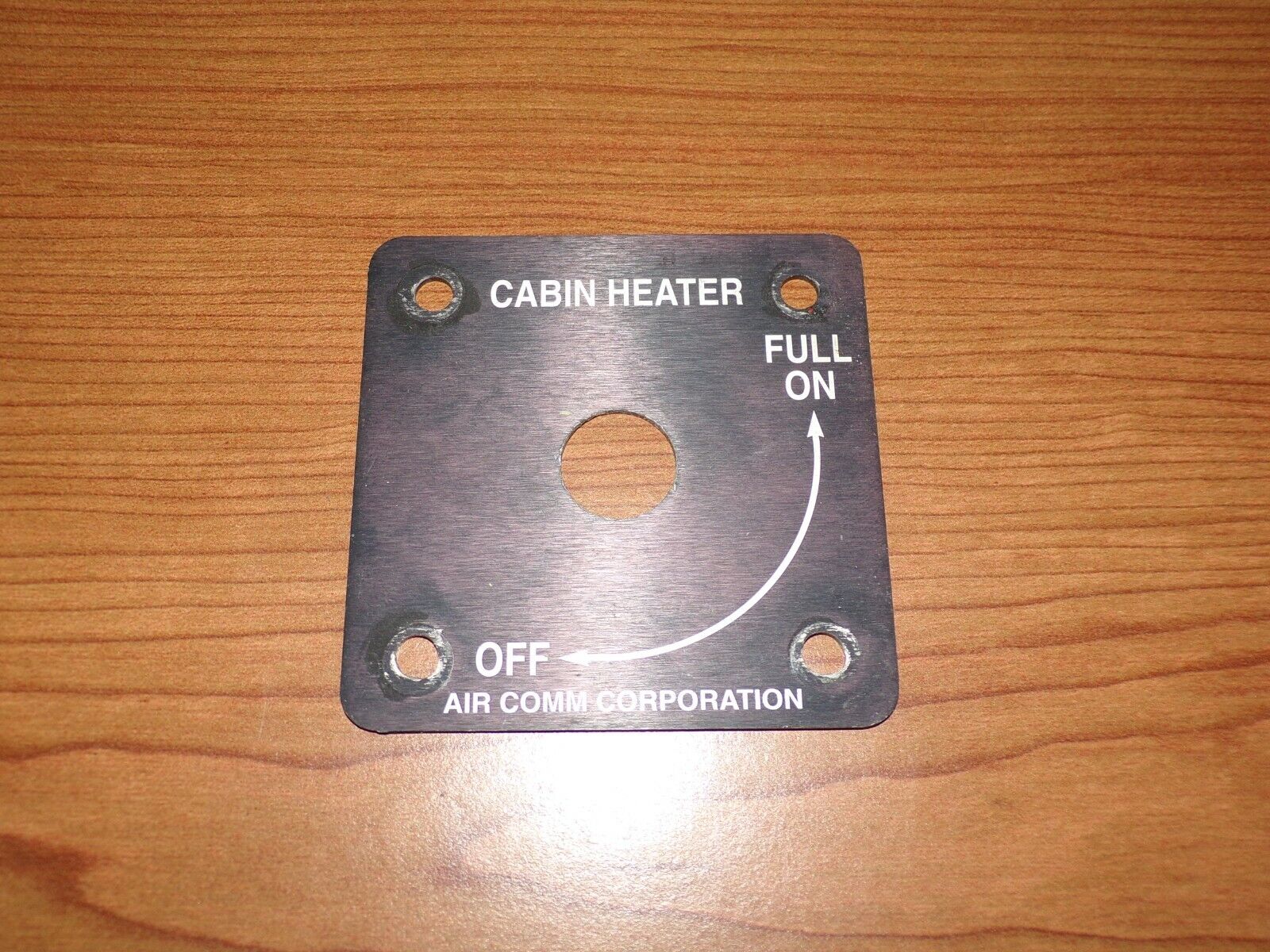 Air Comm Corp Cabin Heater Full On/Off  Metal Placard Plate