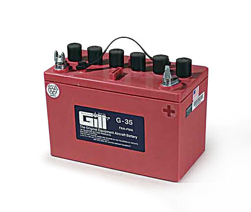 GILL G-35 DRY AIRCRAFT BATTERY (FAA-PMA) NEW IN BOX (WITHOUT ACID)