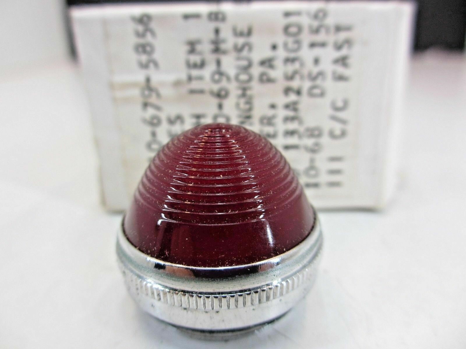 Vintage 1960s Westinghouse Metal Red Glass Beehive Panel Light Lens Aircraft