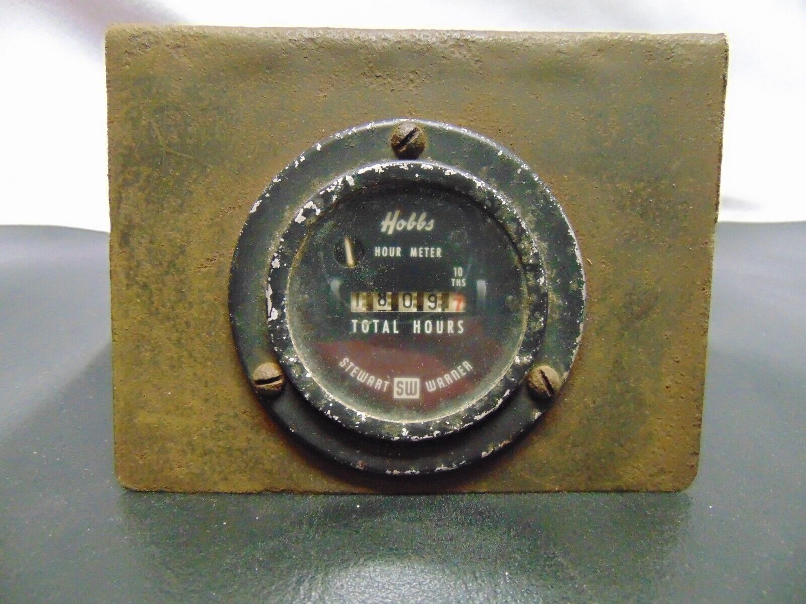 Vintage WWII Stewart Warner Hobbs Hour Meter for airplane with panel 5