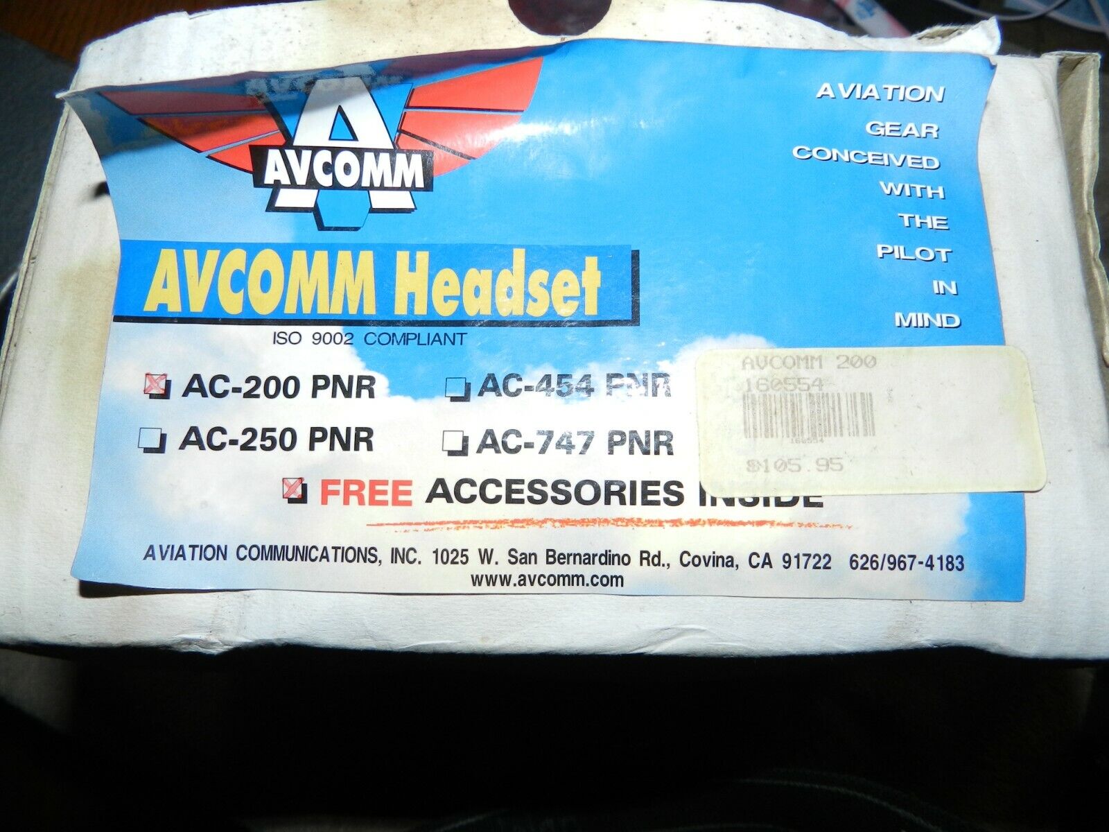 AVCOMM AVIATION PRODUCTS AC-200PNR AVIATION HEADSET WITH MIC & Extra ear pads