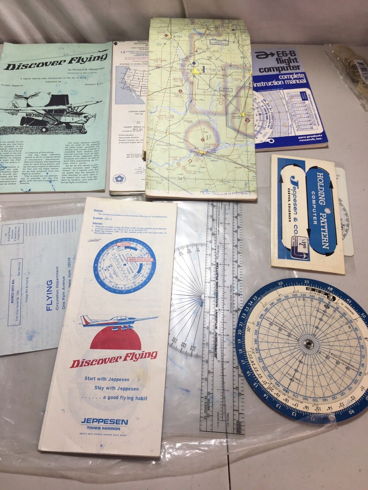 VINTAGE JEPPESEN Student CSG Flight Computer w/ Other Manuals and Learning Aids