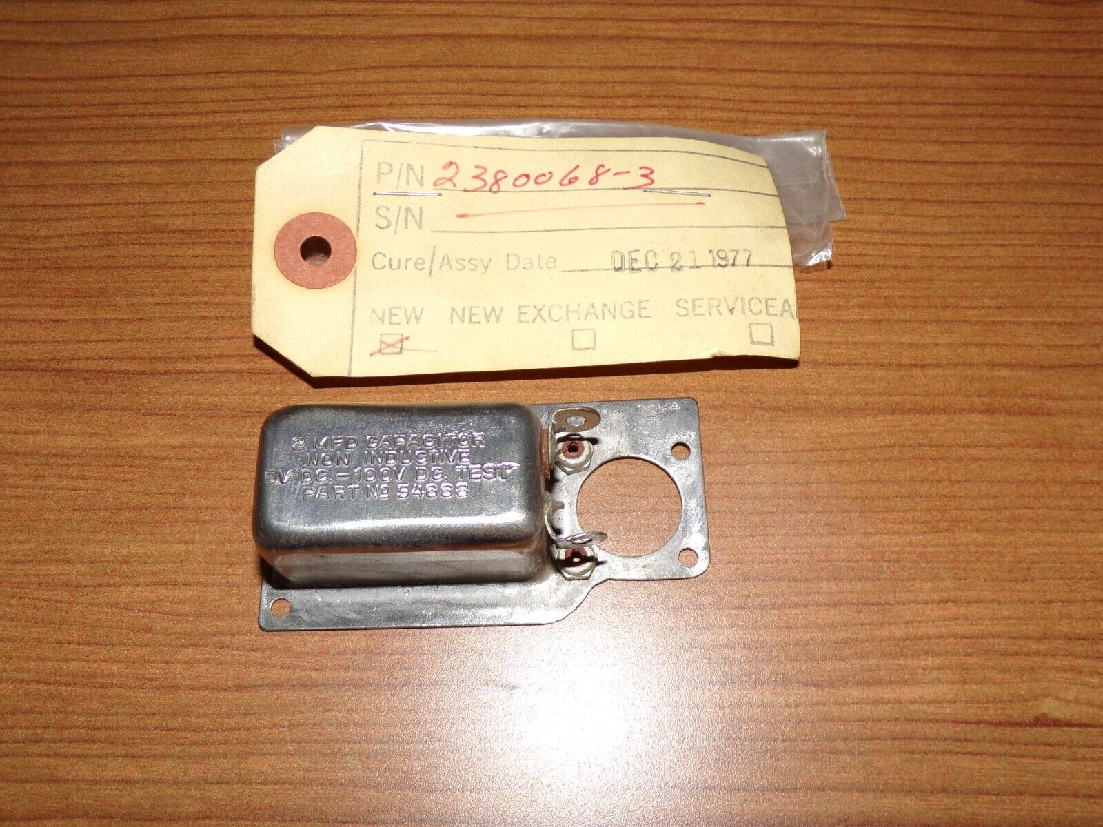 Bombardier Learjet Non-Inductive Capacitor 2380068-3 (5V DC - 100V DC Test)