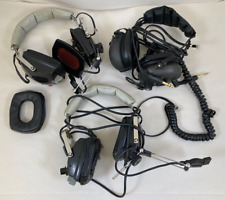(3) VINTAGE OLD AVIATION HEADSETS SOFT COMM AUDIO COM, DISPLAY? PARTS ONLY picture
