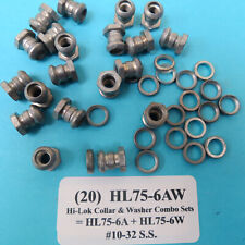 #10-32 Self-Aligning Hi-Lok S.S. Collar Nut & Washer Combo HL75-6AW Aircraft(20) picture