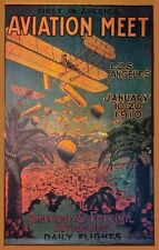 1910 Los Angeles First In America Aviation Meet Poster Reprint REDUCED REDUCED picture