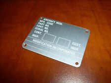 Cessna Aircraft Metal Data Plate MS27253-1 or S2674-3 picture