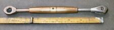 VINTAGE AIRCRAFT TURNBUCKLE: 8 TO 9 INCH, 3/8-24 (UNF) BRASS & CARBON STEEL XLNT picture