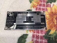 Avco Lycoming Aircraft Engine Data Plate I0-320-E2A picture