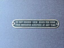 Aeronca Style 7AC Champ Max Airspeed Placard, DO NOT EXCEED 129  picture