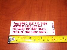 Hawker Beechcraft Aircraft Fuel Placard STD-1145-26 picture