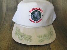 Very Rare Vintage LEATHER Strap Hat Cap BEECHCRAFT GLOBAL CLASSIC USA AIRCRAFT picture