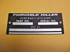 Fairchild Hiller Helicopter Serial & Data Plate 1940-50 picture