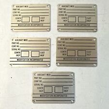 Cessna AN7510-1 Metal Nameplate Data Plate ID Aircraft Aluminum Lot of 5 picture
